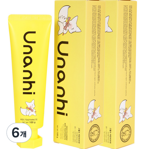 유난히 유아용 또바기 고불소 어린이 치약 블루베리향, 100g, 6개