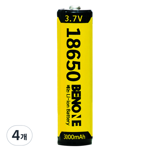 BENONE 18650 보호회로 리튬이온 배터리 충전식 건전지 3000mAh, 4개, 1개입