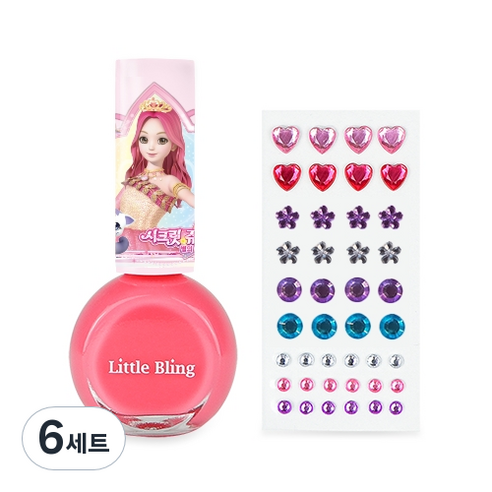 리틀블링 시크릿쥬쥬 별의여신 쥬얼리네일세트, 데이트핑크, 6개