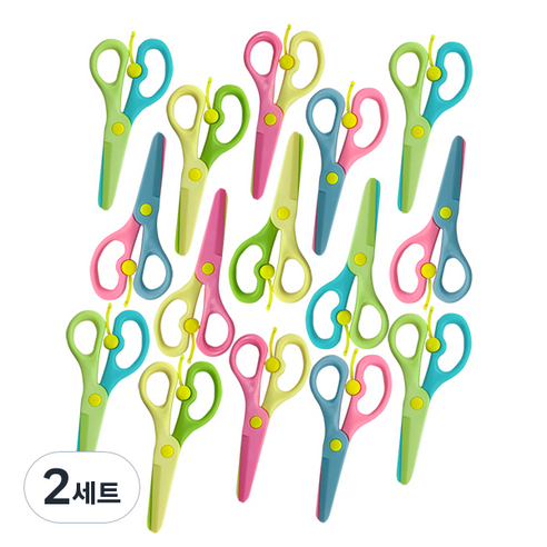 블루마토 아동용 투 컬러 안전가위 SCS004 15p 세트, 랜덤발송, 2세트