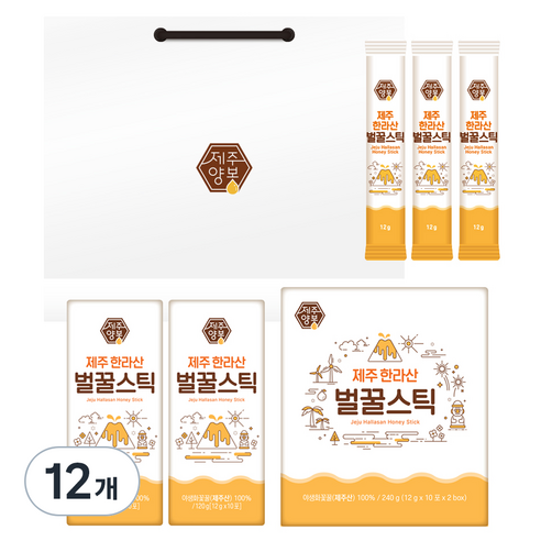 제주벌꿀스틱 달콤허니 8호 12g x 21p + 쇼핑백, 252g, 12개