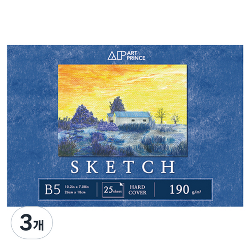 두성종이 아트프린스 스케치북 무선 190g S07, B5, 25매, 3개