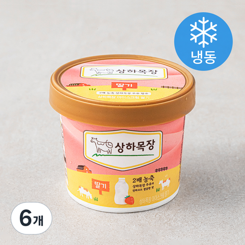 상하목장 컵 아이스크림 딸기 (냉동), 100ml, 1개입, 6개