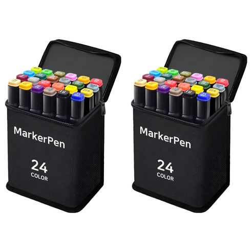 다다 디자인 드로잉 마카펜 천케이스, 24색, 2세트