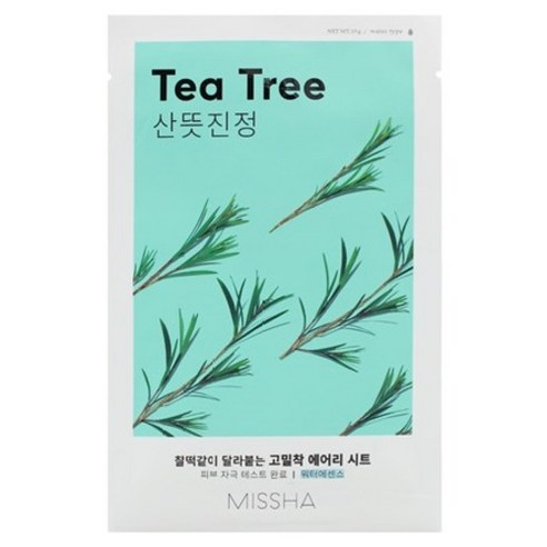 미샤 에어리 밀착 시트마스크 티트리, 1개입, 4개