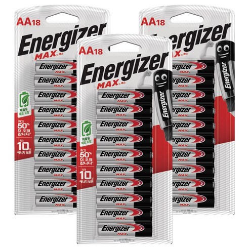 에너자이저 맥스 AA 건전지, 18개입, 3개