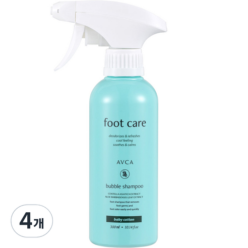 아브카 풋 케어 버블 샴푸 베이비 코튼향 300ml, 4개, 1개입