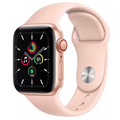 Apple 애플워치 SE, GPS+Cellular, 골드 알루미늄 케이스, 핑크 샌드 스포츠 밴드