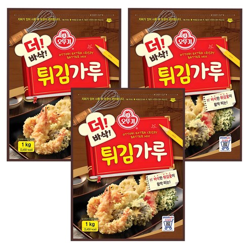 오뚜기 더 바삭 튀김가루, 1kg, 3개