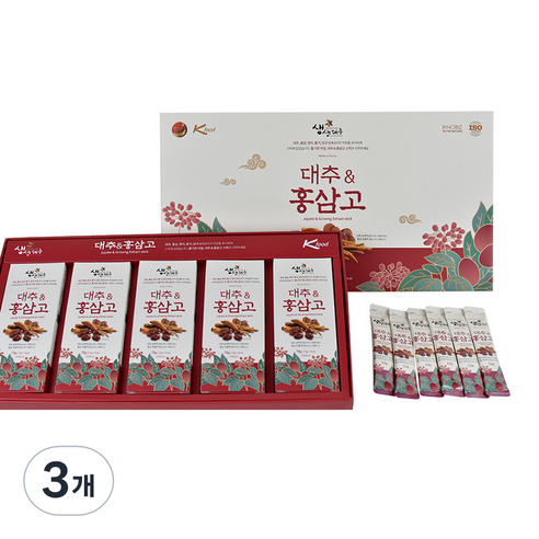 생생대추 대추 앤 홍삼고 스틱, 3개, 390g
