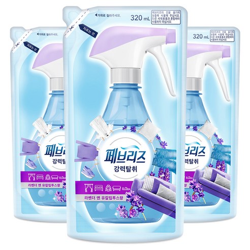 페브리즈 섬유탈취제 라벤더 앤 유칼립투스향 리필, 320ml, 3개