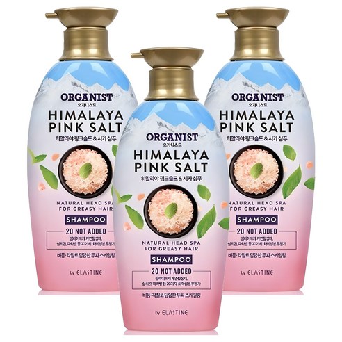 오가니스트 엘라스틴 히말라야 핑크솔트 스케일링 두피샴푸 그린플로럴향, 500ml, 3개