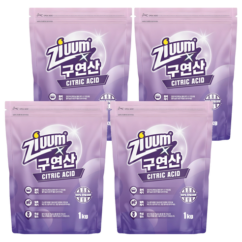 슈가버블 지움 분말 구연산, 1kg, 4개