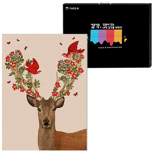 투코비 DIY 유화그리기 세트 세로형 40 x 50 cm, 행운의 붉은꽃사슴 G044, 1개