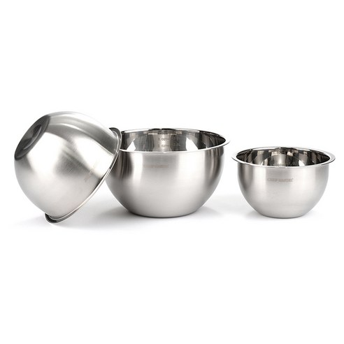 chefmaster 스테인레스 믹싱볼 3종 세트, 24cm + 20cm + 18cm, 1개