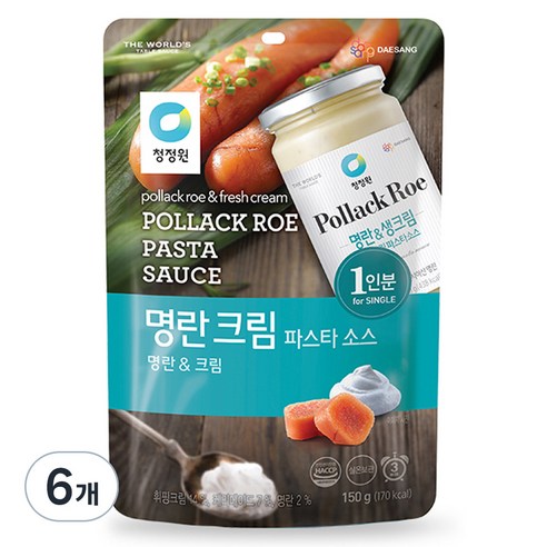 청정원 싱글 파우치 명란 크림 소스, 150g, 6개