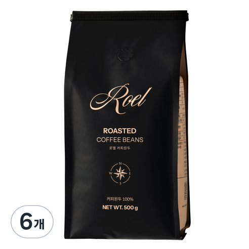 로엘 커피 원두 텍사스 블렌드, 6개, 500g, 홀빈(분쇄안함)