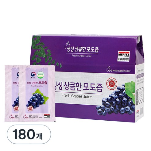 싱싱 상큼한 포도즙, 100ml, 180개