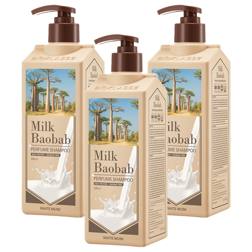 밀크바오밥 퍼퓸 샴푸 화이트머스크향, 500ml, 3개