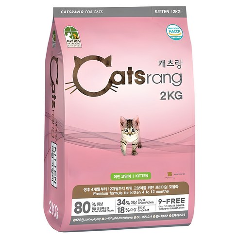 캐츠랑 키튼 고양이 건식사료, 닭+참치, 2kg, 1개 
고양이 사료