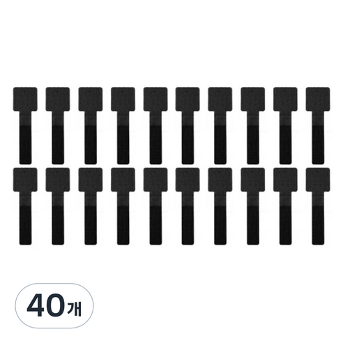 쿠말 3M 접착식 벨크로 케이블 정리 홀더 28 x 90 mm, 블랙, 40개