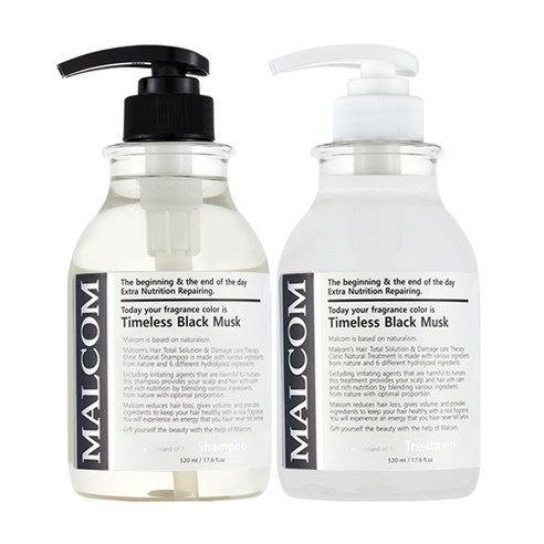 말콤 타임리스 블랙 머스크 샴푸 520ml + 트리트먼트 520ml 세트, 1세트