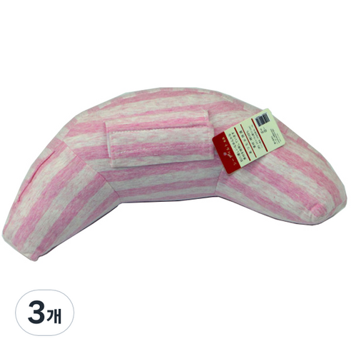 조이멀티 차량용 안전벨트 줄무늬 쿠션 베개, 핑크, 3개