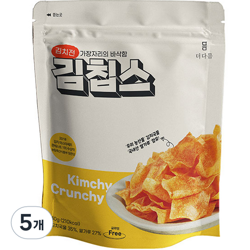 더다믐 김치부각 김칩스, 40g, 5개