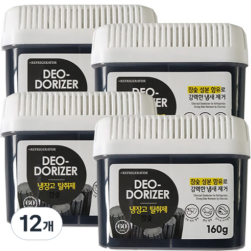 허브스토리 참숯젤 냉장고탈취제 본품, 160g, 12개