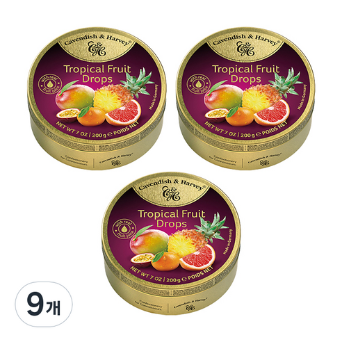 캐빈디쉬앤하비 트로피칼 캔디, 200g, 9개