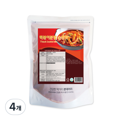 떡볶이분말 순한맛, 1kg, 4개