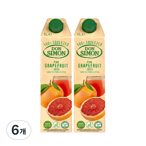 돈시몬 착즙 자몽 주스, 6개, 1L