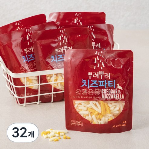 뿌려뿌려 치즈파티 체다앤모짜렐라 치즈, 40g, 1개입, 32개