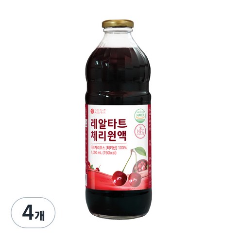 바로푸드 레알 타트체리 원액, 1L, 4개