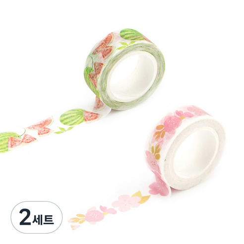 라이프포인트 내츄럴 일러스트 마스킹 테이프 08벚꽃 세트, 08벚꽃, 15수박, 2세트