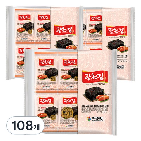 광천김 광천 명란맛 김, 4g, 108개