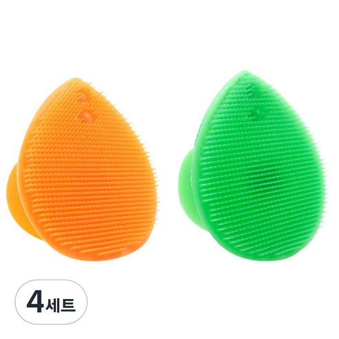 피부사랑 실리콘 클렌징 패드 2p 세트, 오렌지, 그린, 4세트