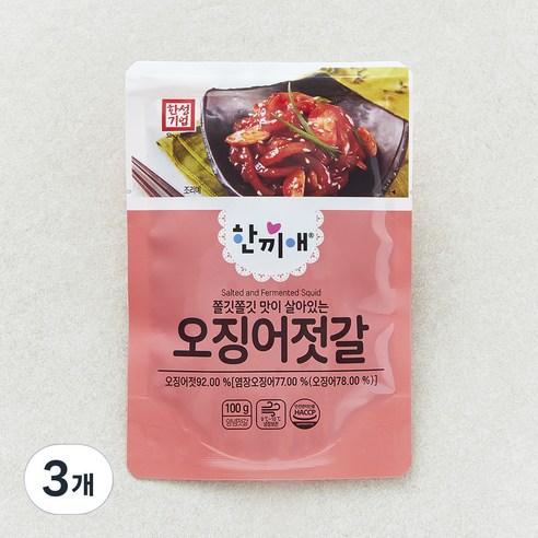 한끼애 오징어젓갈, 3개, 100g
