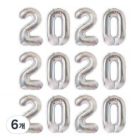 와우파티코리아 2020 은박풍선 40cm, 실버, 6개
