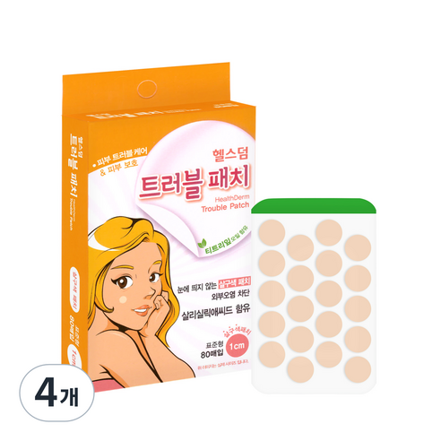 헬스덤 티트리 트러블 패치 살구색, 80개입, 4개