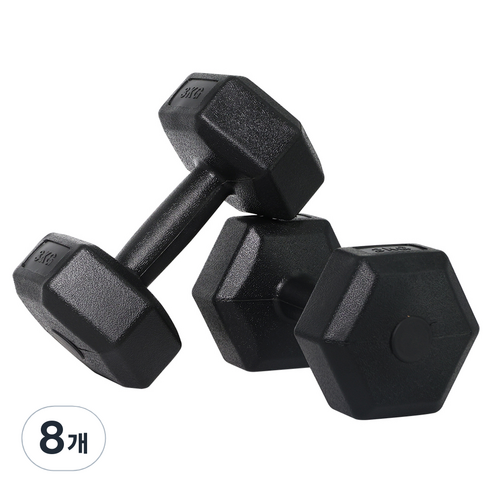 벨리카 홈짐 베이직 육각 덤벨 블랙 DB-01, 3kg, 8개