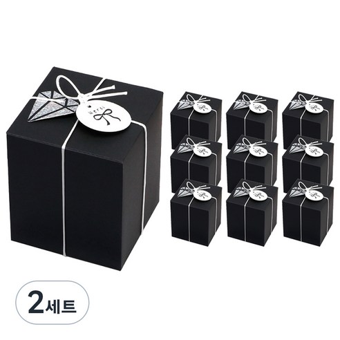 인디케이 패키지 상자 소 10p + 완충재 10p + 왁스끈 + 스티커 2종 x 10p + 텍 2종 x 10p 세트, 블랙(상자), 2세트