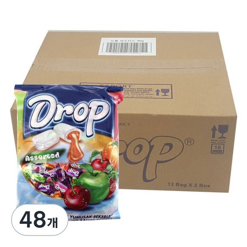 타야스 드롭 어소티드 소프트 캔디 6가지 맛, 90g, 48개