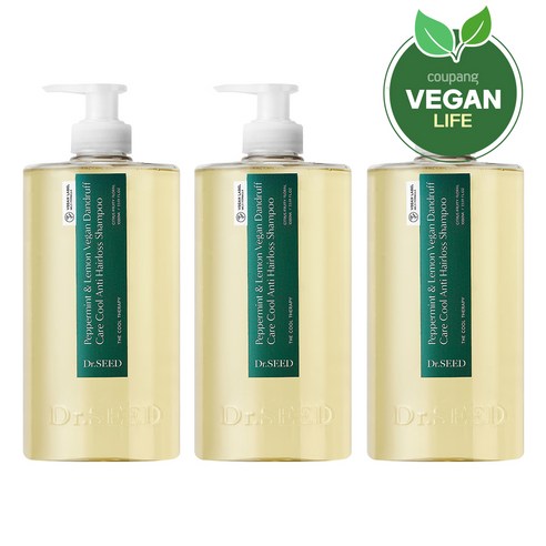 닥터시드 페퍼민트 앤 레몬 비건 비듬케어 쿨 탈모 샴푸, 1000ml, 3개