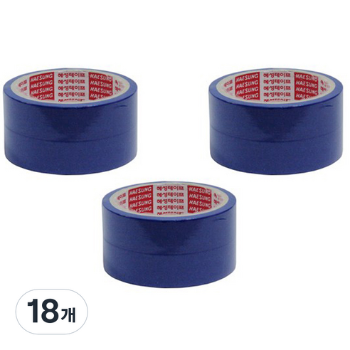 혜성테이프 칼라 마스킹테이프 종이테이프 파랑 24mm(폭) x 15M, 18개