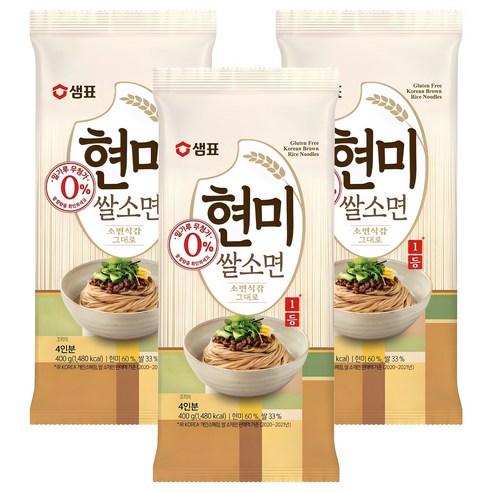 샘표국시 현미쌀소면, 400g, 3개