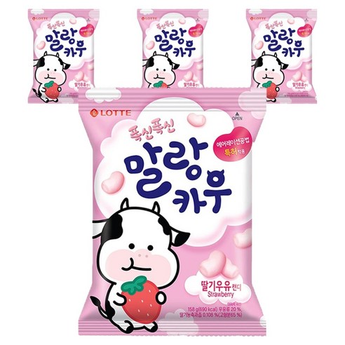 롯데웰푸드 말랑카우 스트로베리, 158g, 4개