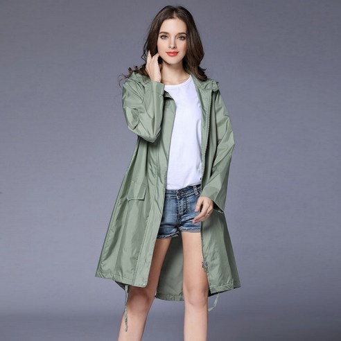 블루시즌 여성용 우비 골프 기능성 방수 바람막이 후드 자켓 비옷, 민트그린