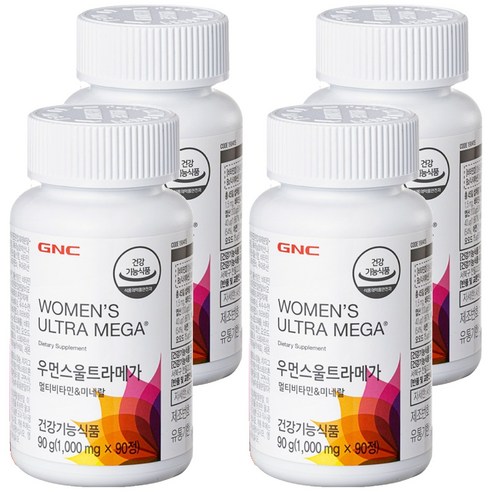 GNC 우먼스 울트라메가 멀티비타민 앤 미네랄, 90정, 4개