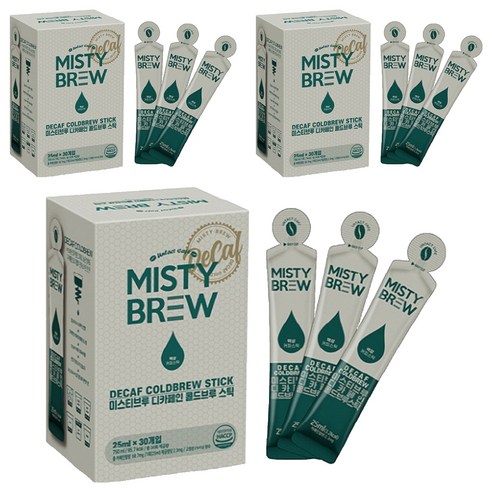 미스티브루 디카페인 콜드브루 스틱 더치커피, 3개, 30개입, 25ml